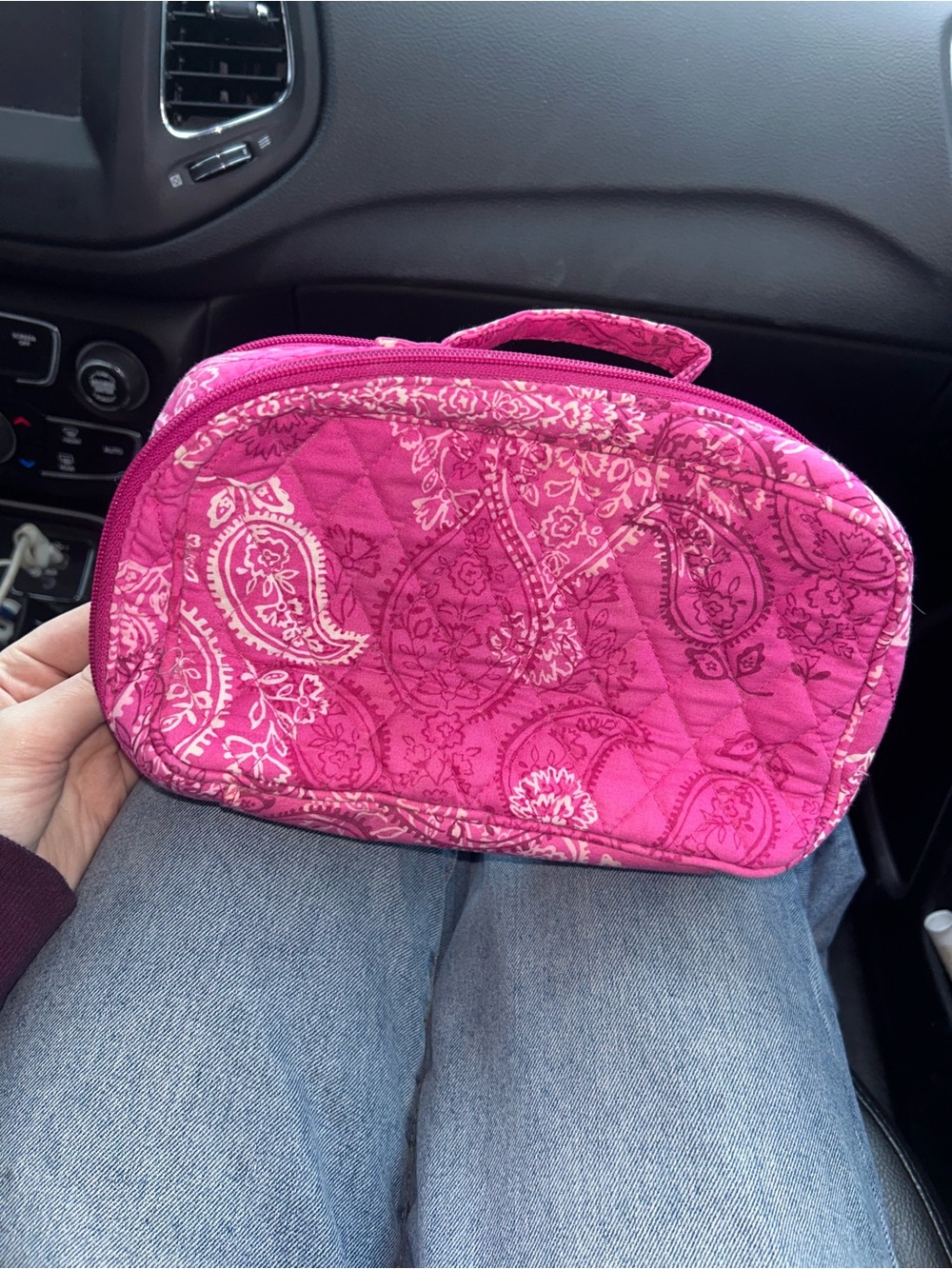 Vera Bradley Pink Quilted Paisley Cosmetic Case - Travel Makeup Pouch